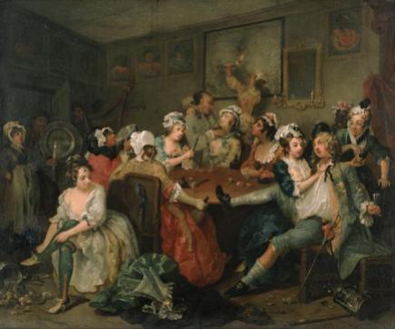 A Rake's Progress: 3, The Orgy, 1733, by William Hogarth